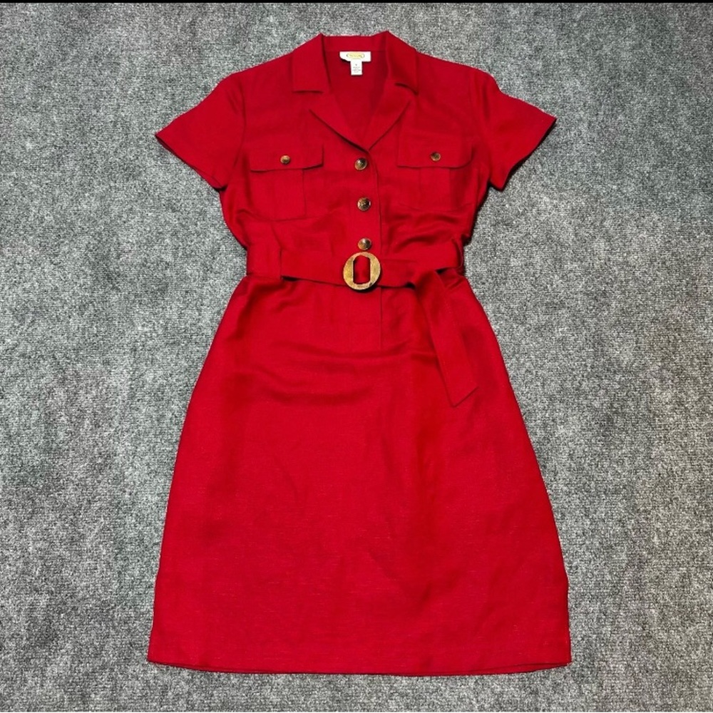 Vintage Red Linen Talbots Dress